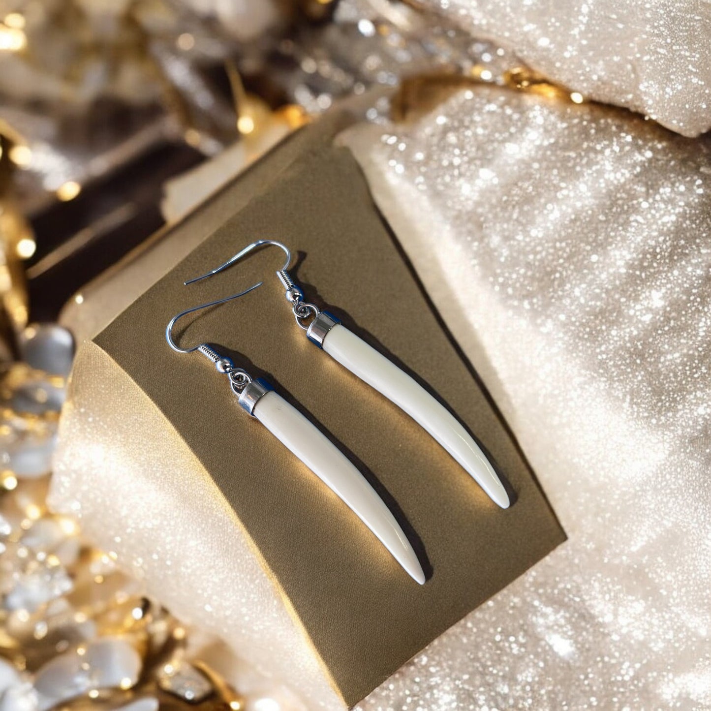 Bone Tusk Shaped Earrings