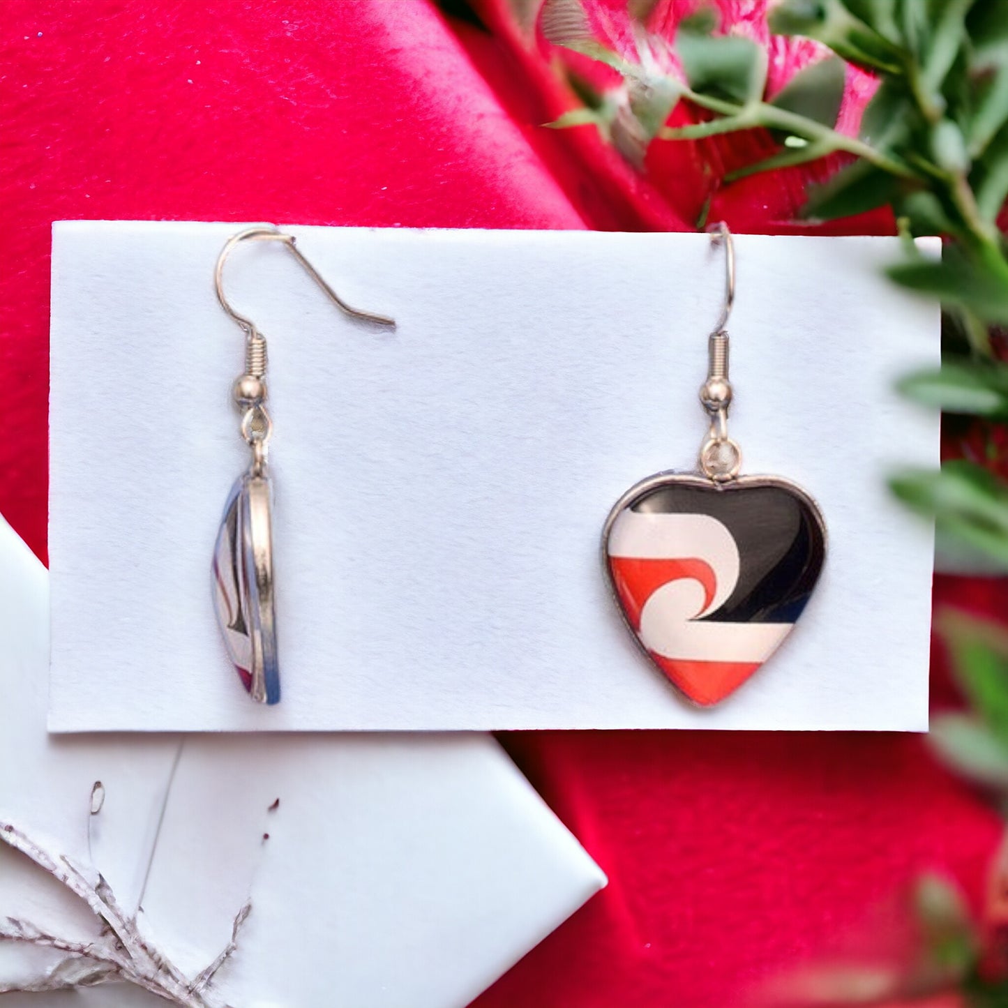 Tino Rangatiratanga Flag Heart Drop Earrings