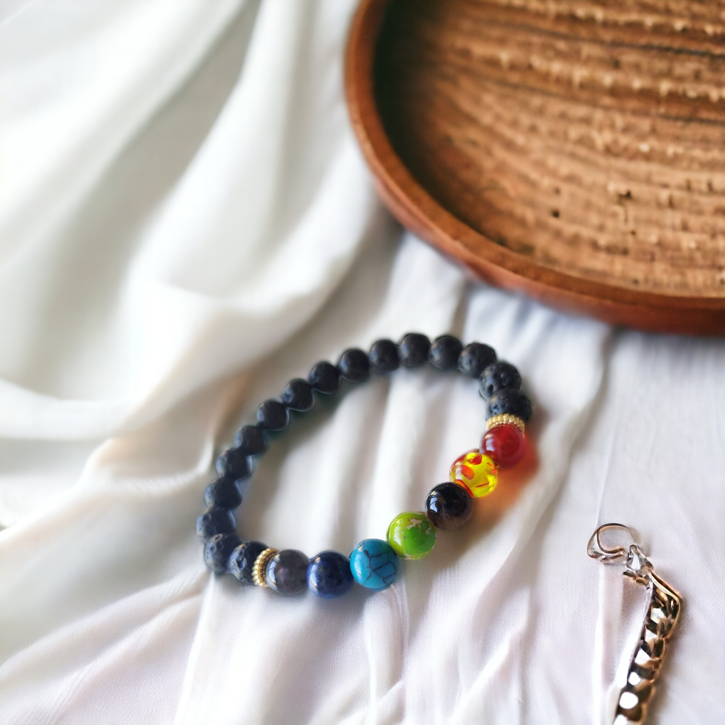 Nudi Point Bracelet Lava Stone Chakra Rainbow