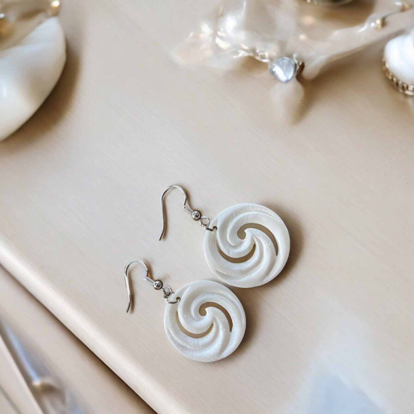 Bone Closed Koru Earrings