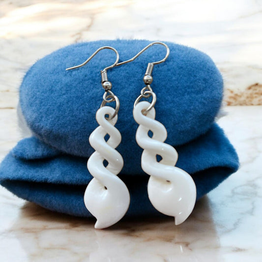 Bone Pikorua (Triple Twist) Earrings