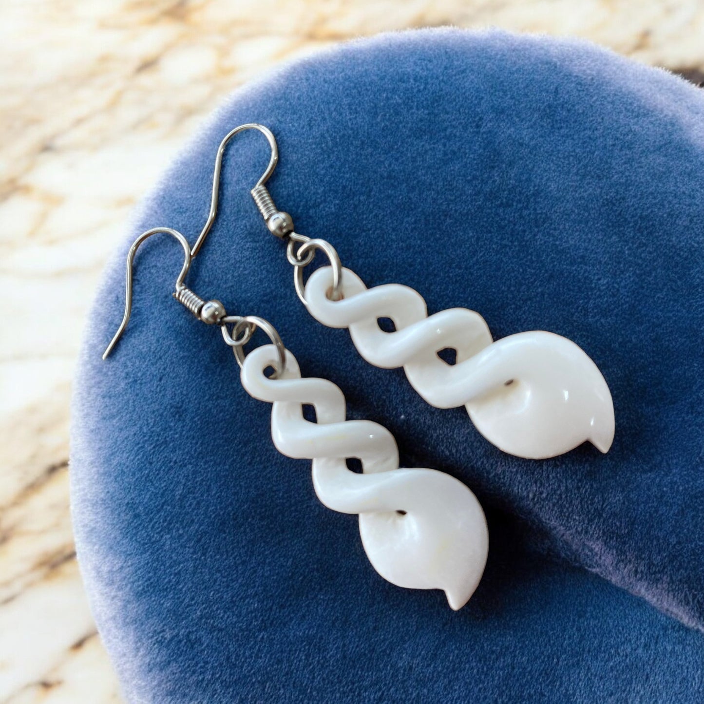 Bone Pikorua (Triple Twist) Earrings