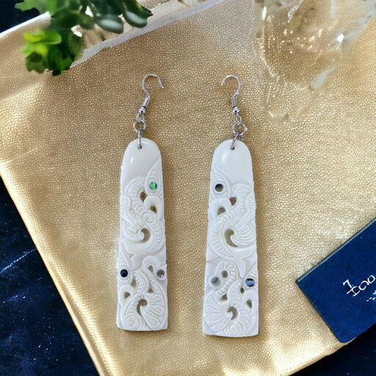 Bone Triple Manaia Earrings