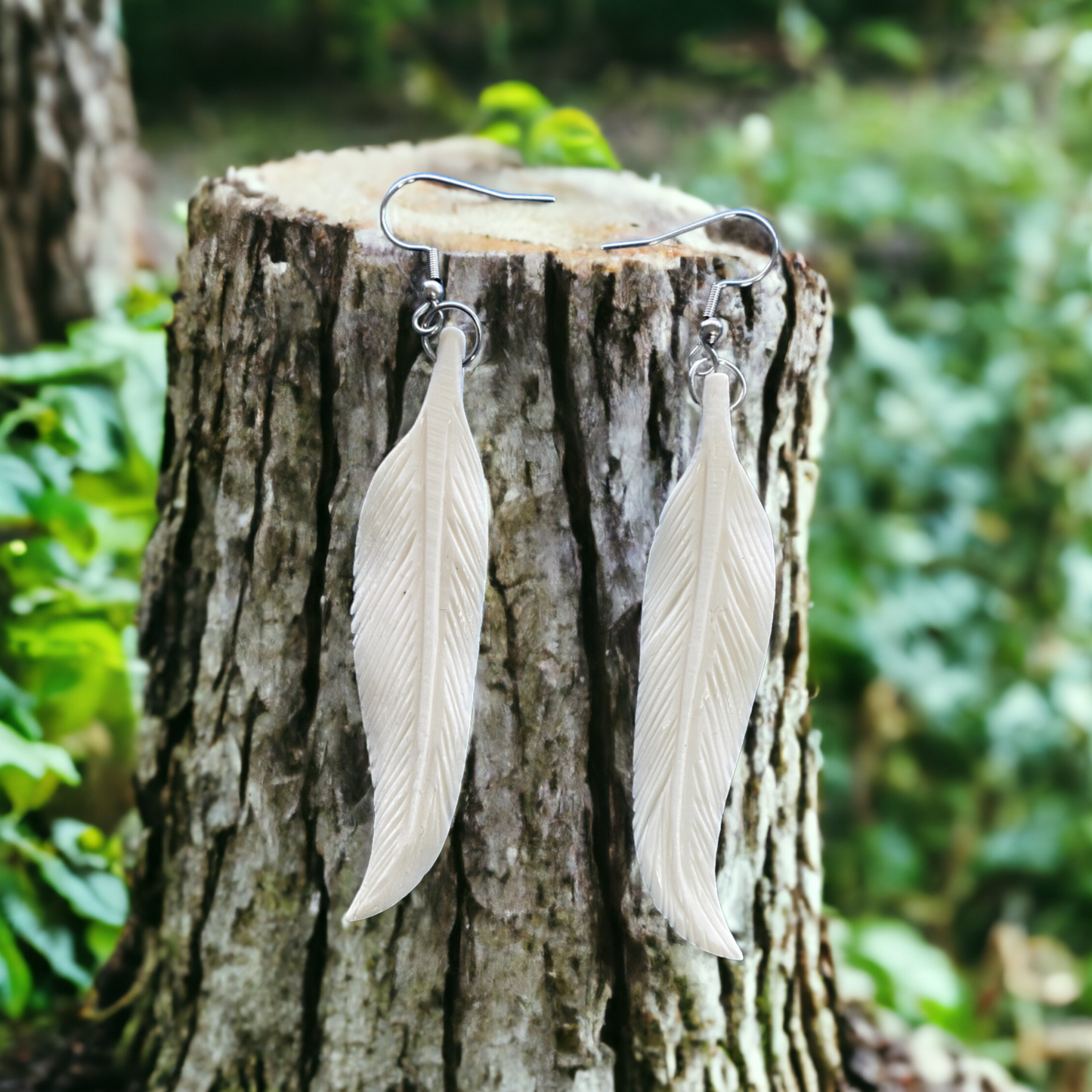 Bone Huia (Feather)Earrings