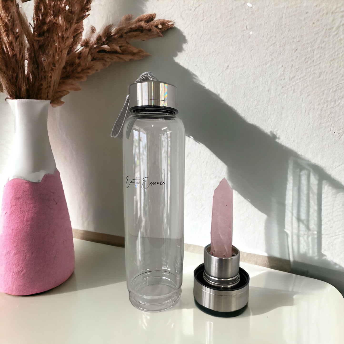 Crystal Point Water Bottle - Rose Quartz