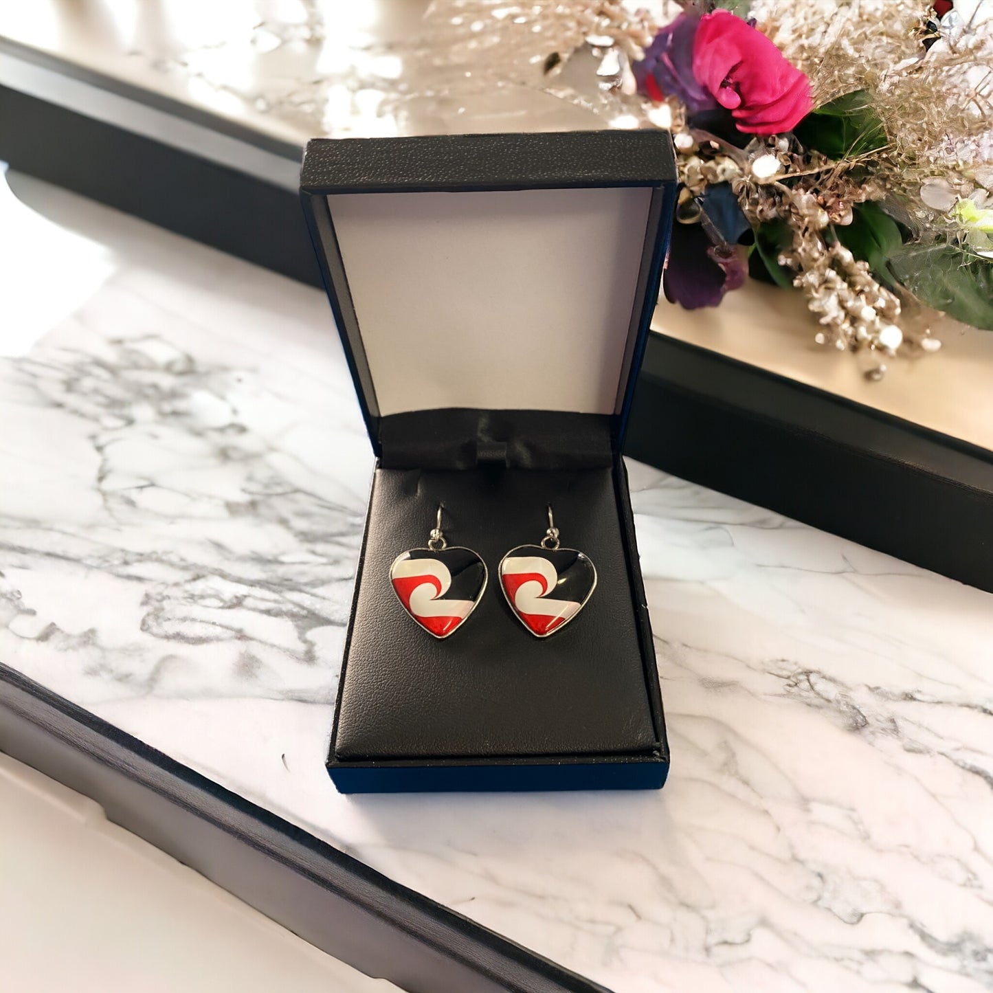 Tino Rangatiratanga Flag Heart Drop Earrings