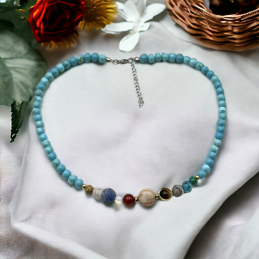 Solar System Necklace Turquoise (Howlite)