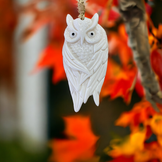 NZ Bone Ruru-Morepork (Owl) Pendant