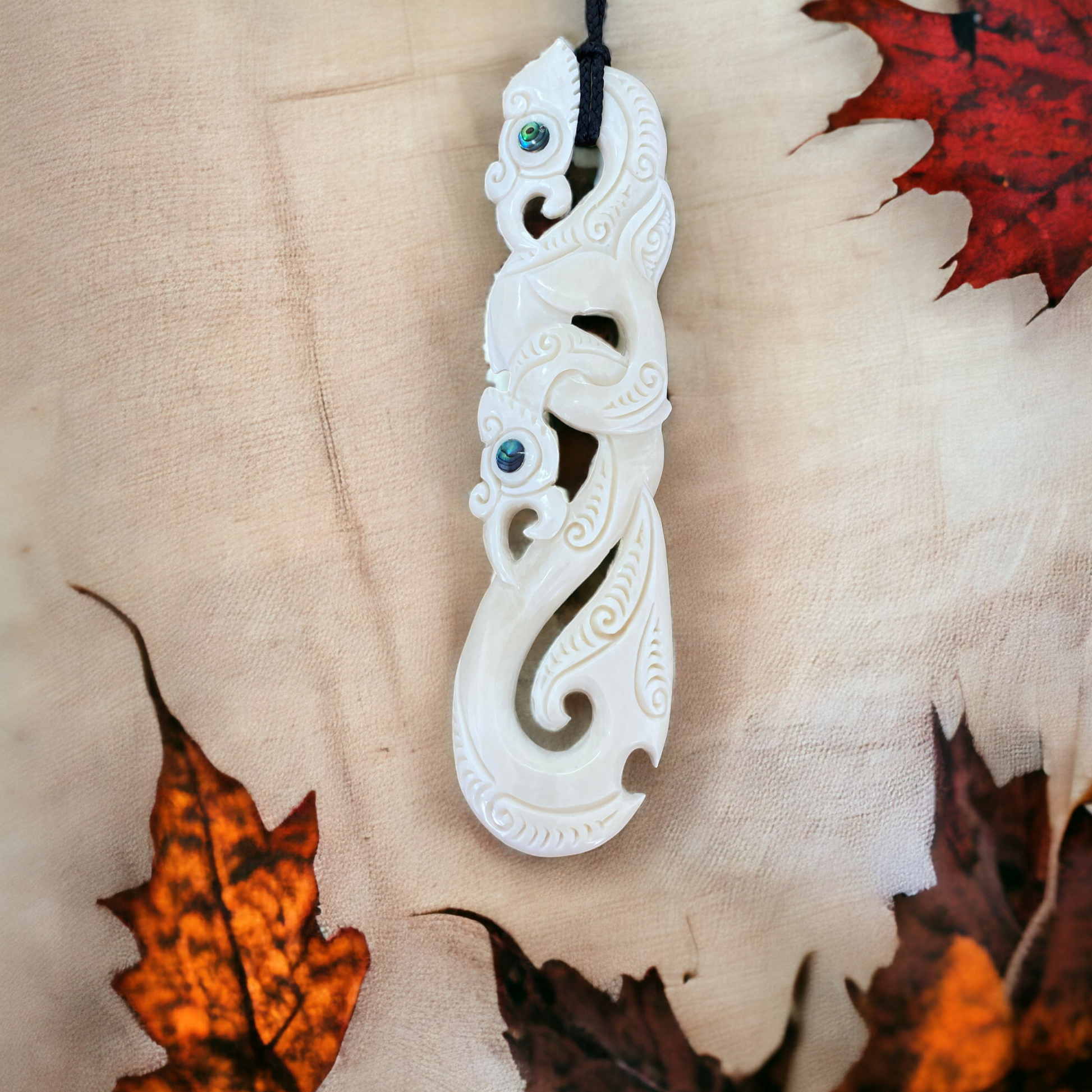 Bone Manaia Double Hook Pendant