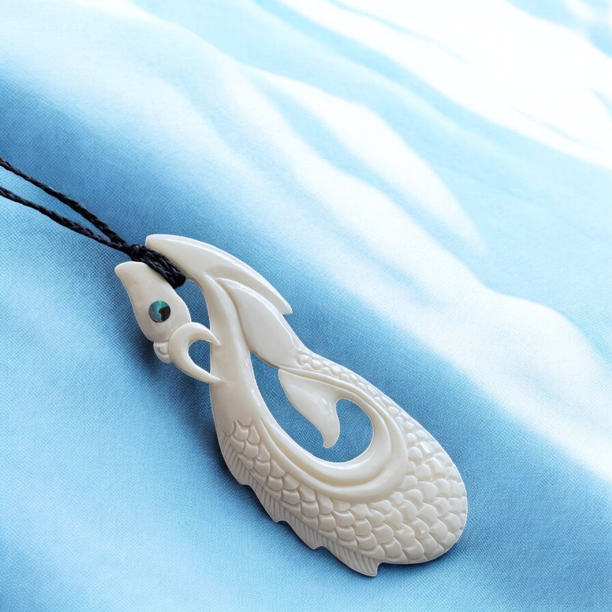 Bone Manaia Hei Matau Pendant Large