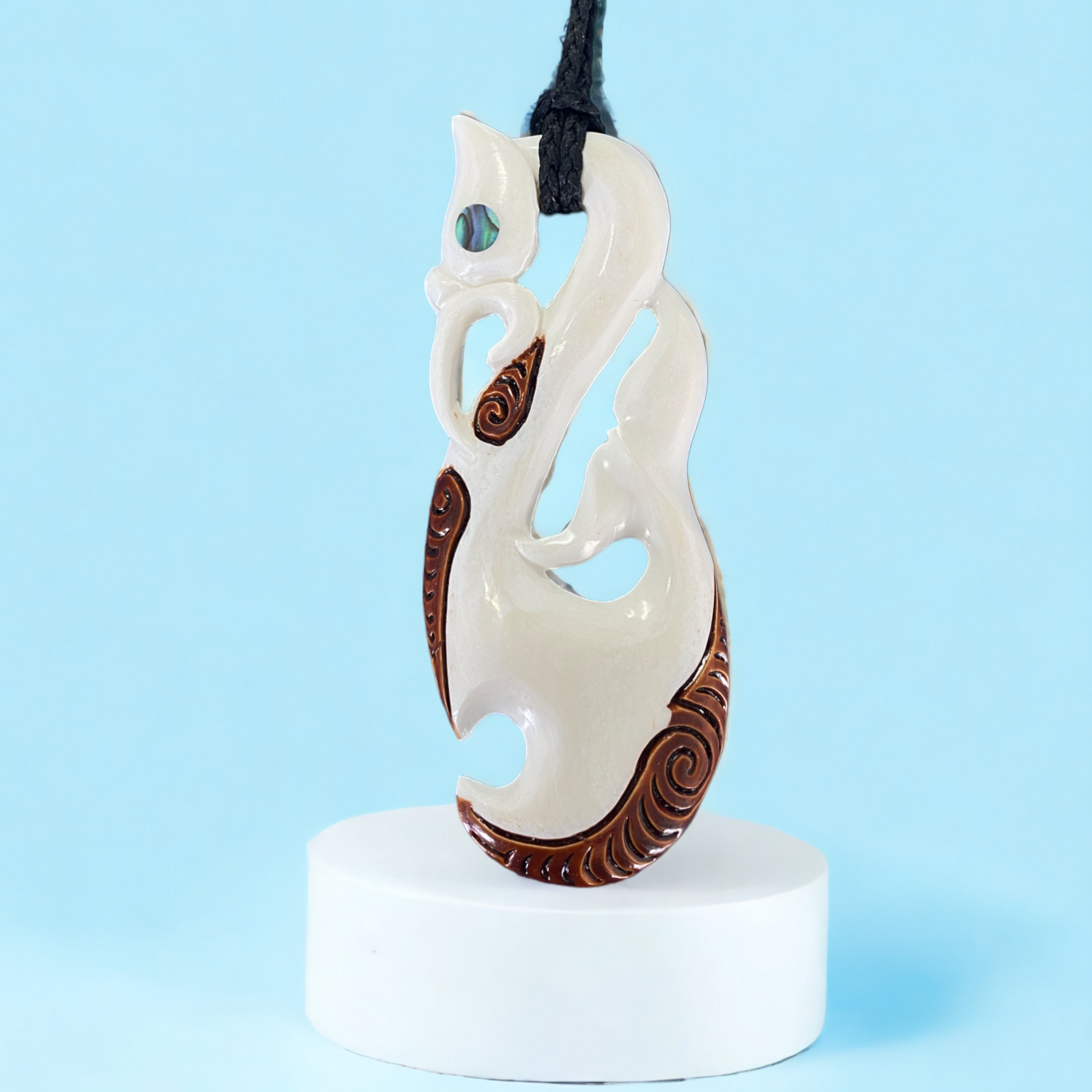 Bone Manaia Pendant with Whale Tail
