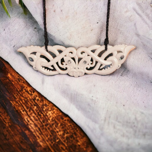 Bone Manaia/Tiki Breastplate Pendant