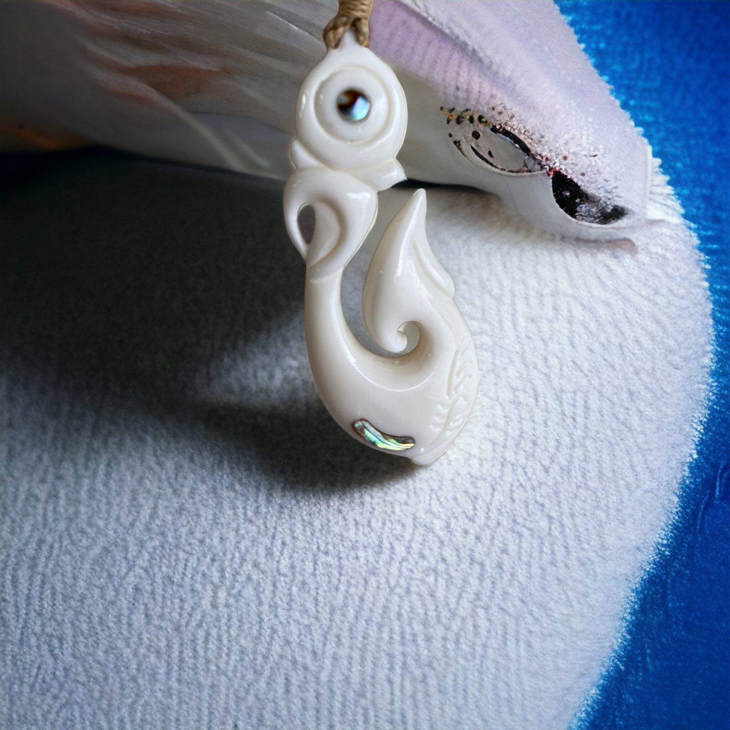 NZ Bone Manaia & Hei Matau (Fish Hook) Pendant