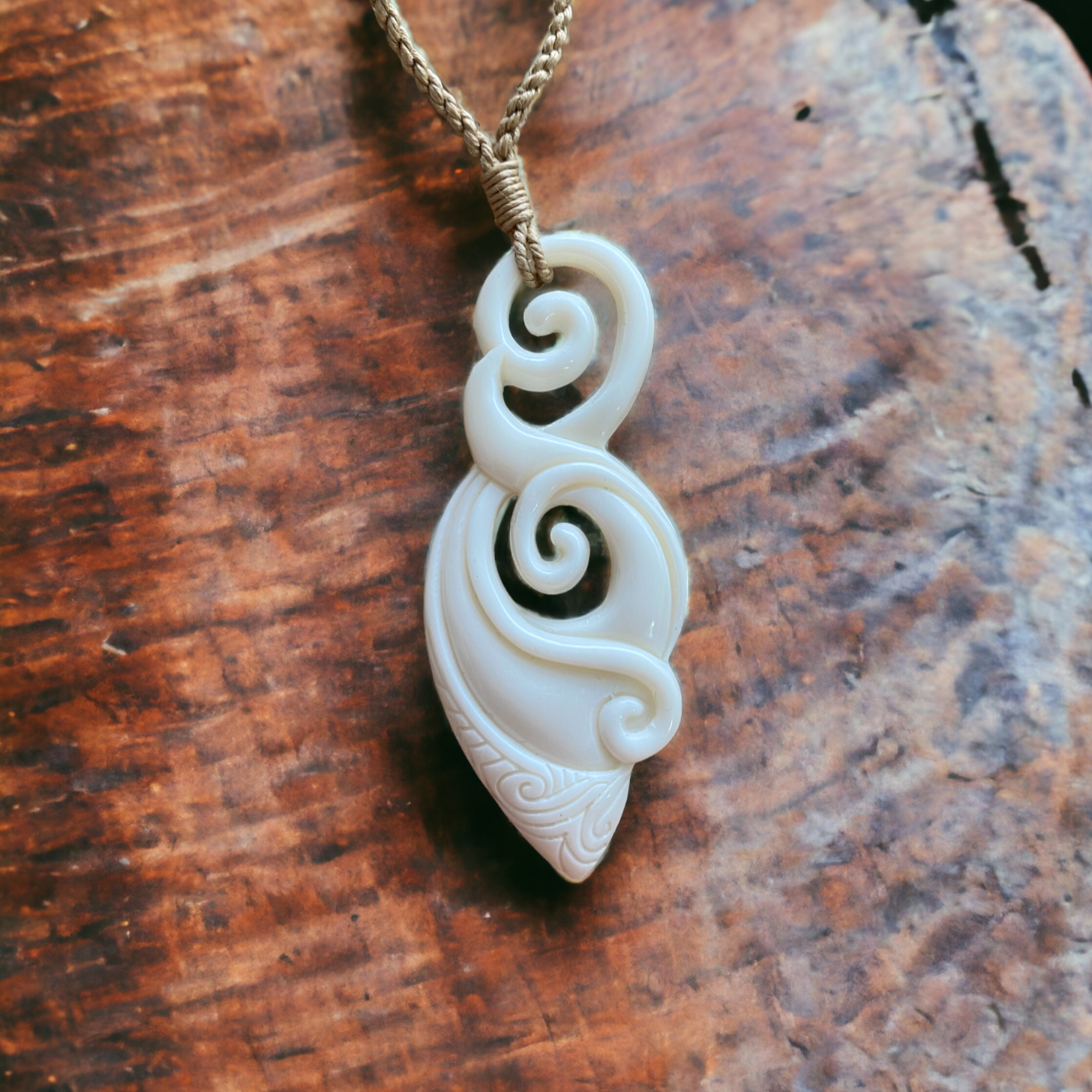 Bone Pikorua & Koru Pendant