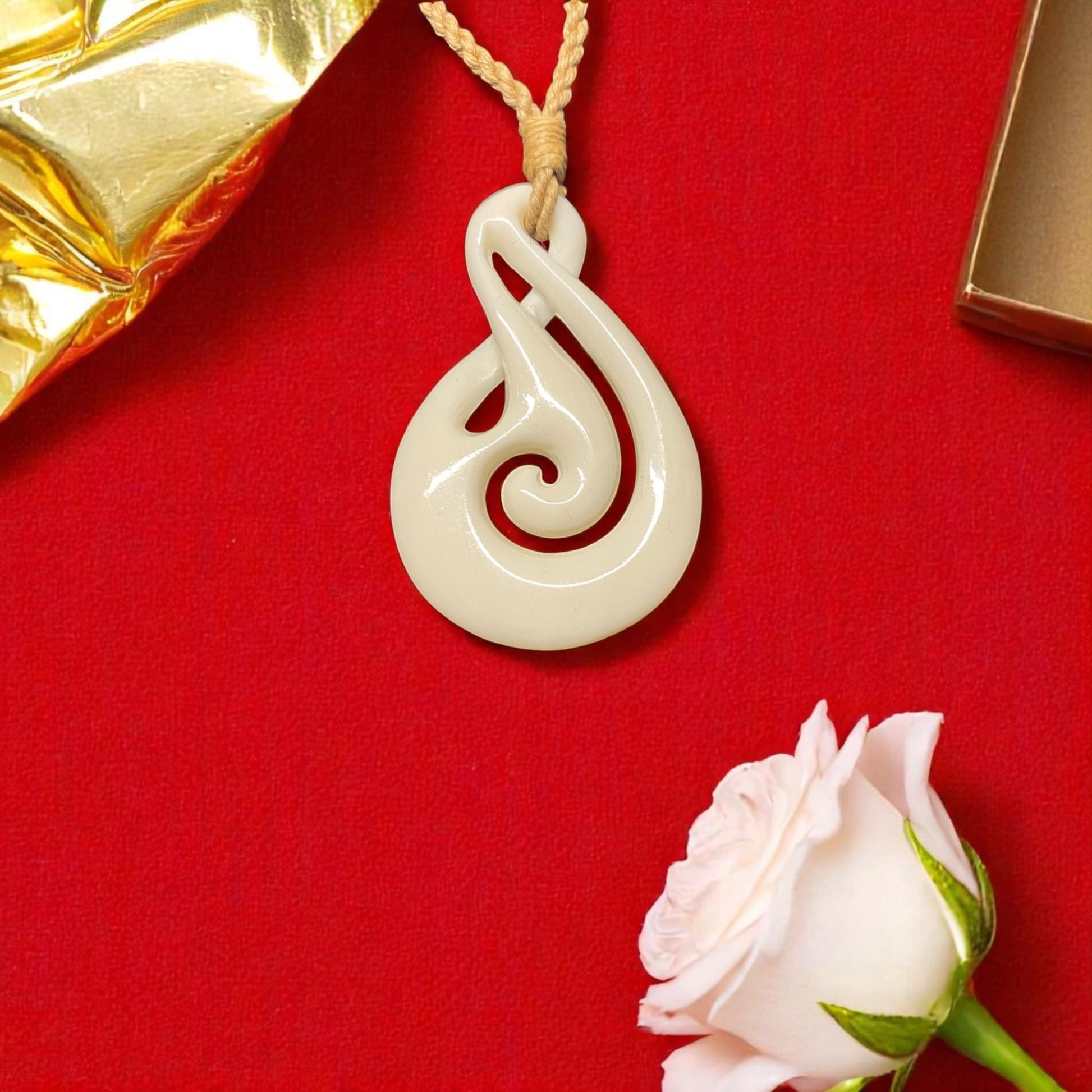Bone Pikorua & Koru Pendant (250)