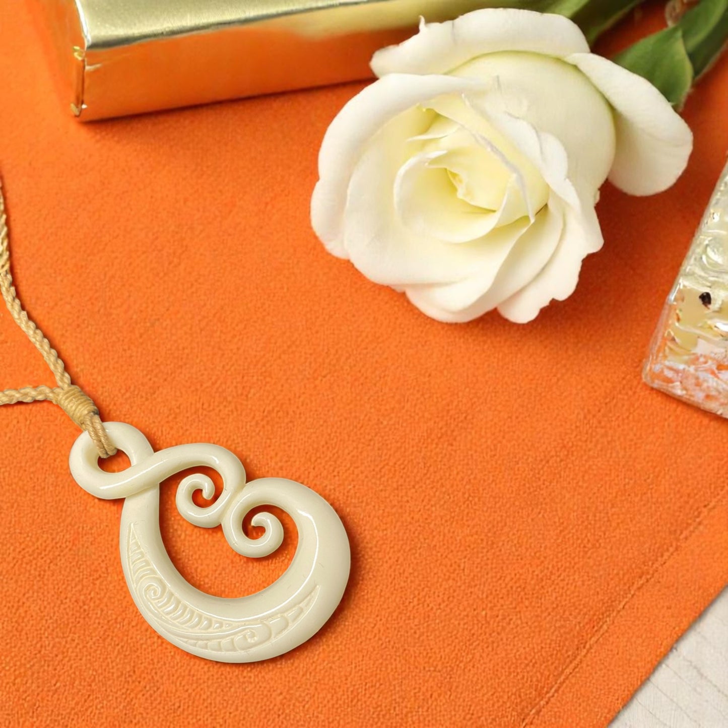 Bone Pikorua & Koru Pendant (277)