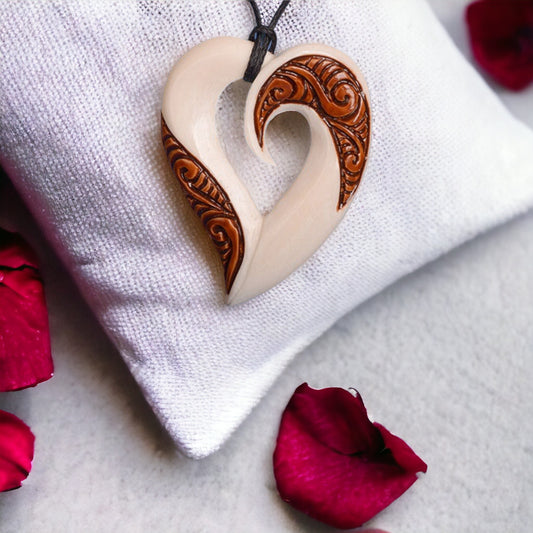Bone Stained Heart Pendant