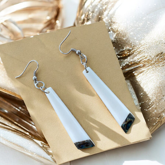NZ Bone Toki (Adze) & Paua Shell Earrings