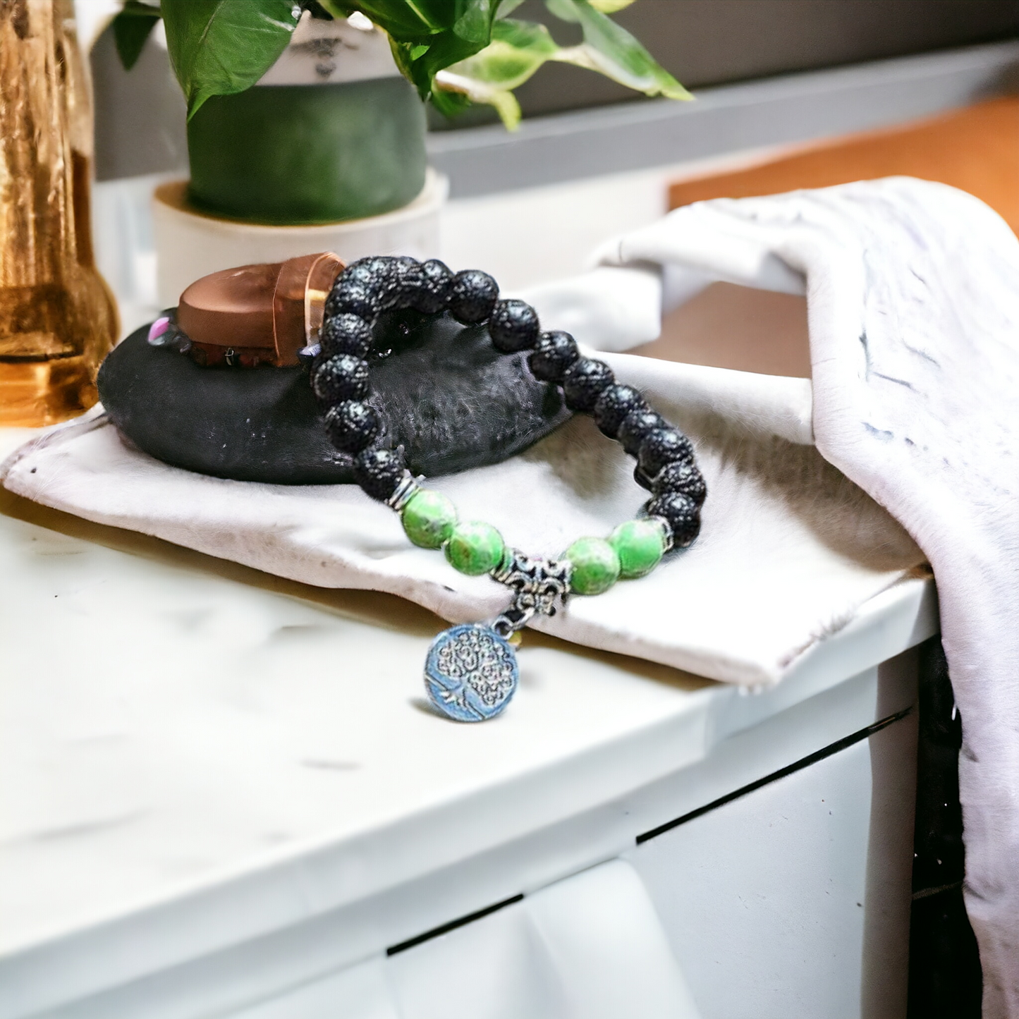 mperor Stone & Tree of Life Lava Stone Bracelet