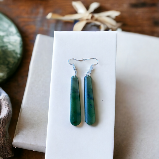 Greenstone Roimata (Teardrop) Earrings 50mm