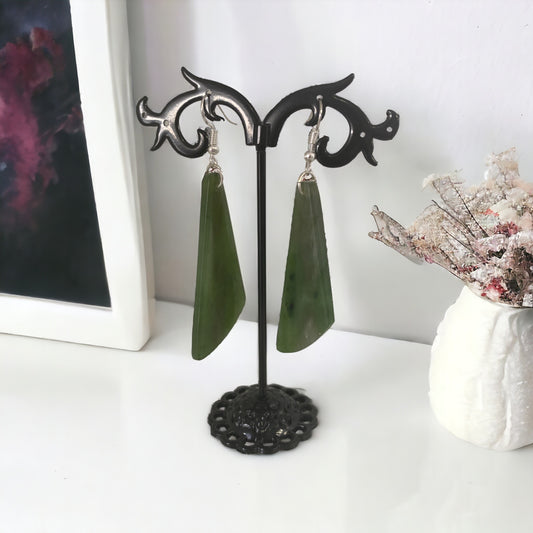 Greenstone / Pounamu Toki Earrings (Triangular) GE004