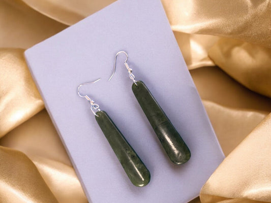 Greenstone Roimata (Teardrop) Earrings 70mm
