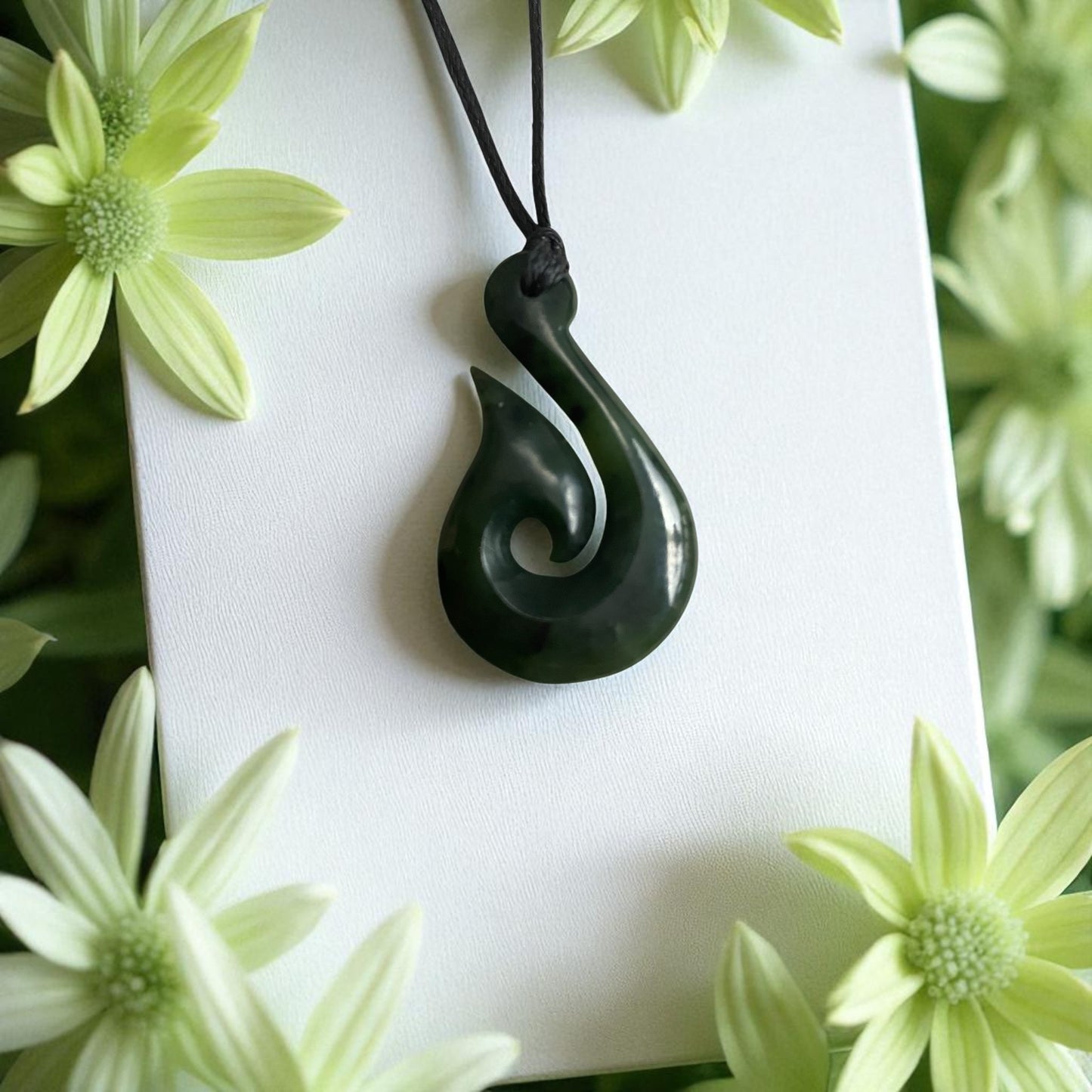 NZ Pounamu (Greenstone) Hei Matau-Hook Pendant