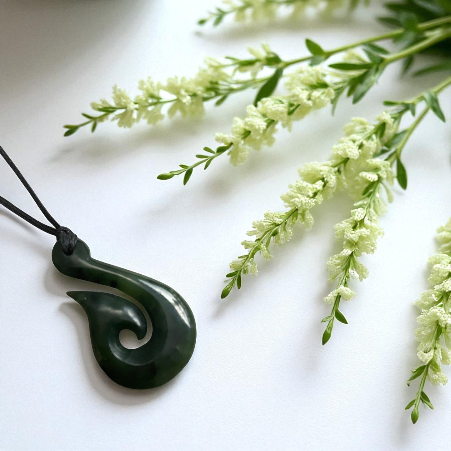 NZ Pounamu (Greenstone) Hei Matau-Hook Pendant