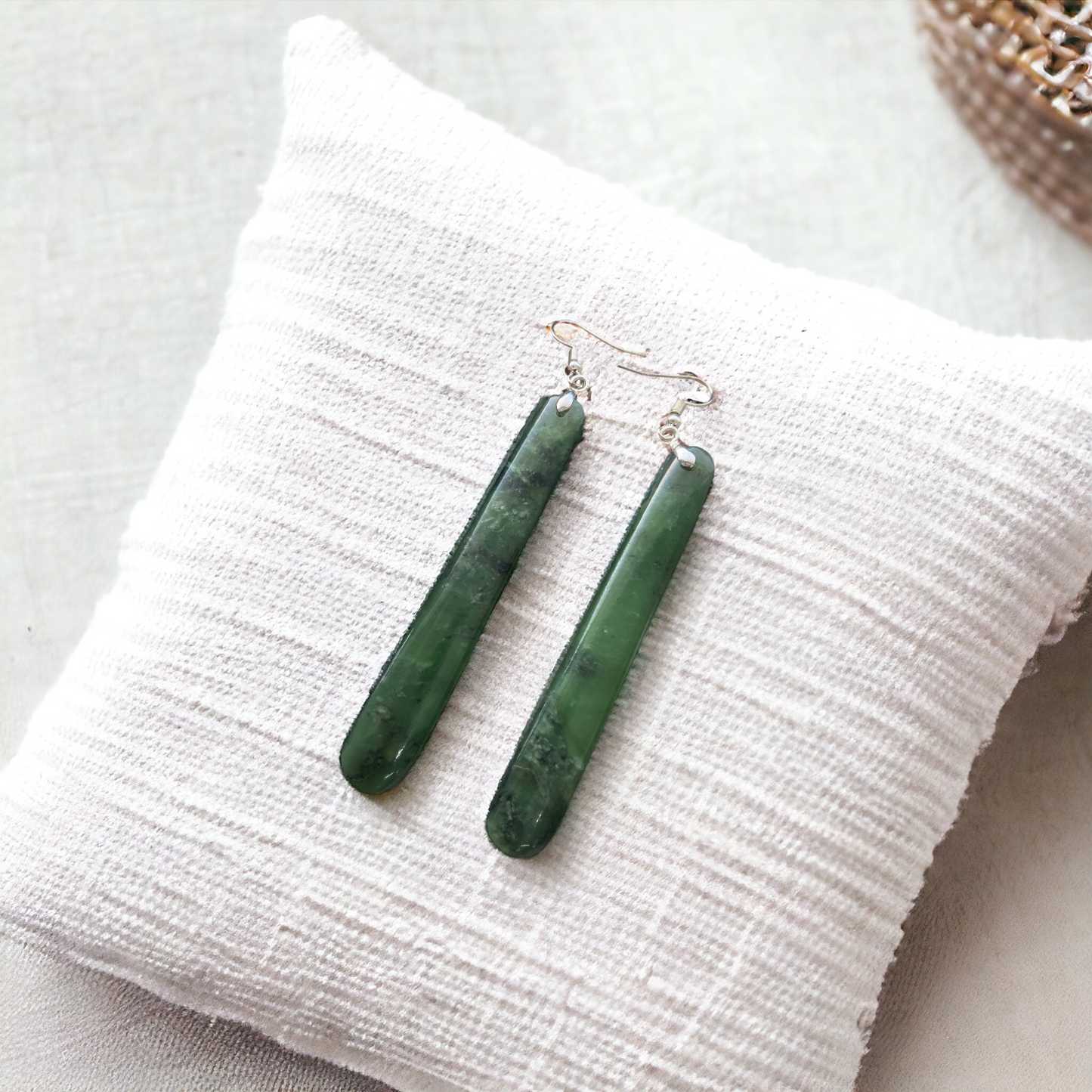 Greenstone Pole / Pounamu Roimata Earrings 80mm