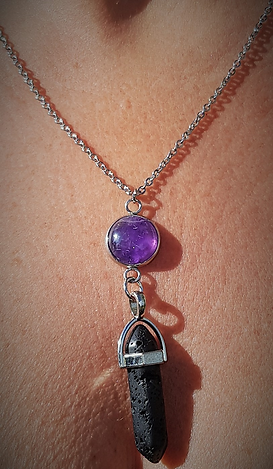 Nudi Point Amethyst Lava Stone Pendant