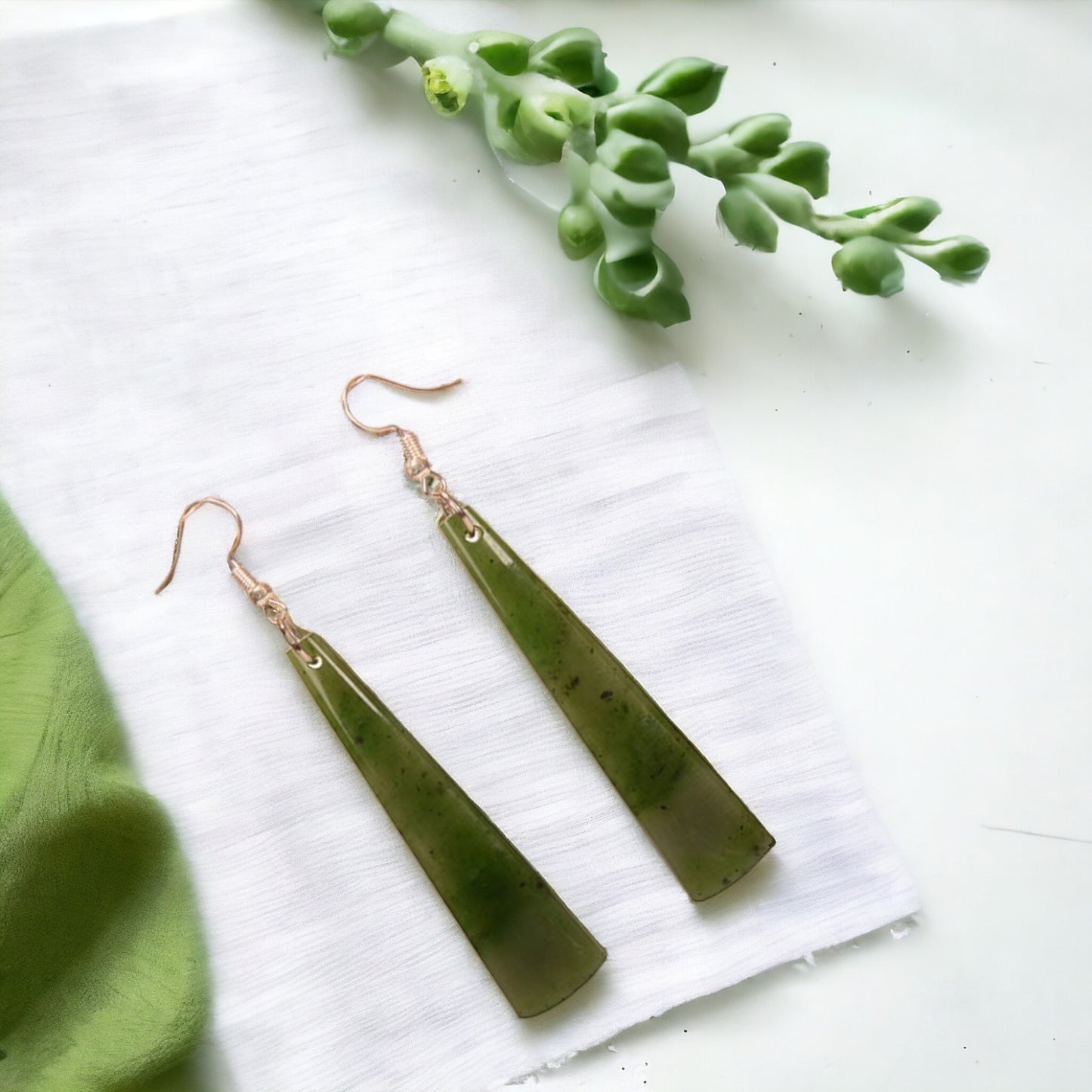 Greenstone / Pounamu Toki Earrings