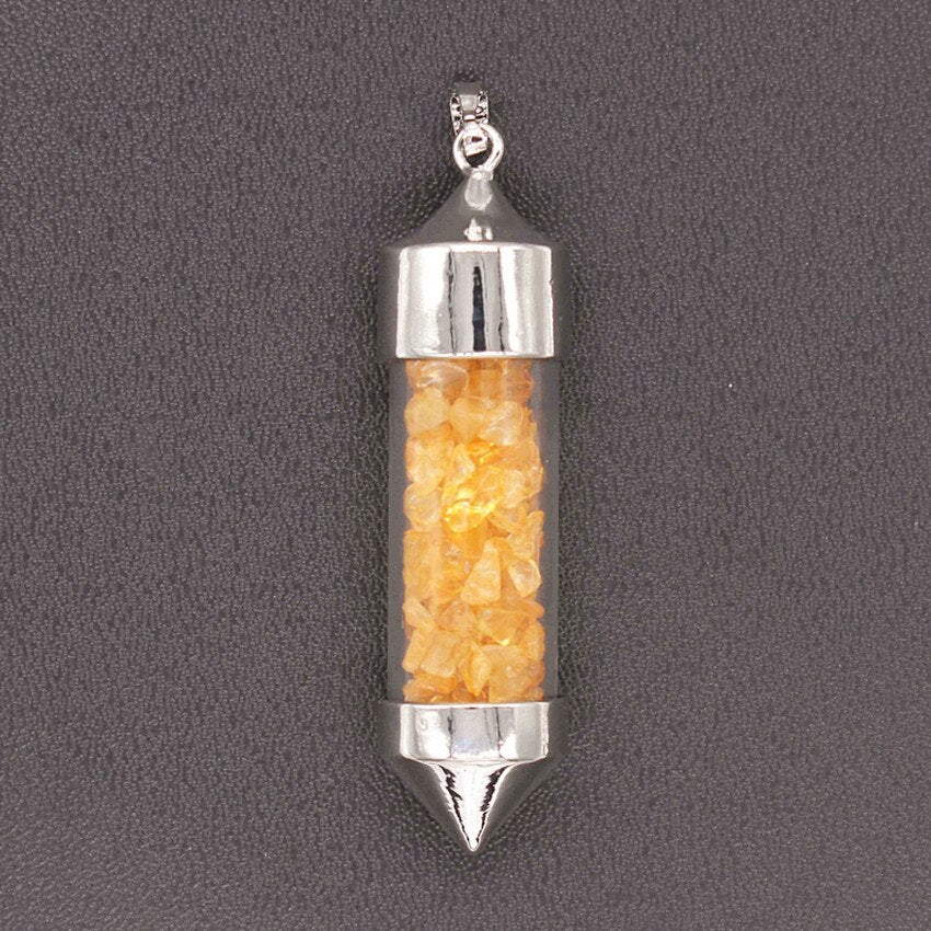 Nudi Point Crystal Bottle Pendant - Citrine