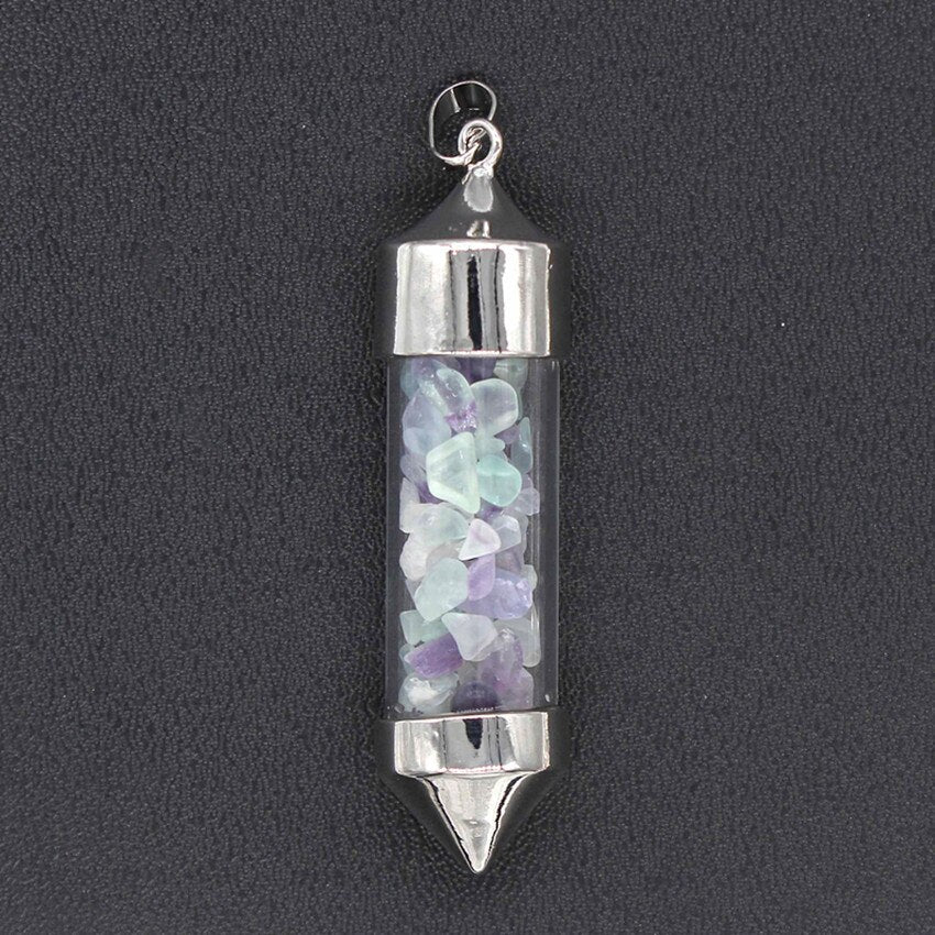 Nudi Point Crystal Bottle Pendant - Rainbow Flourite
