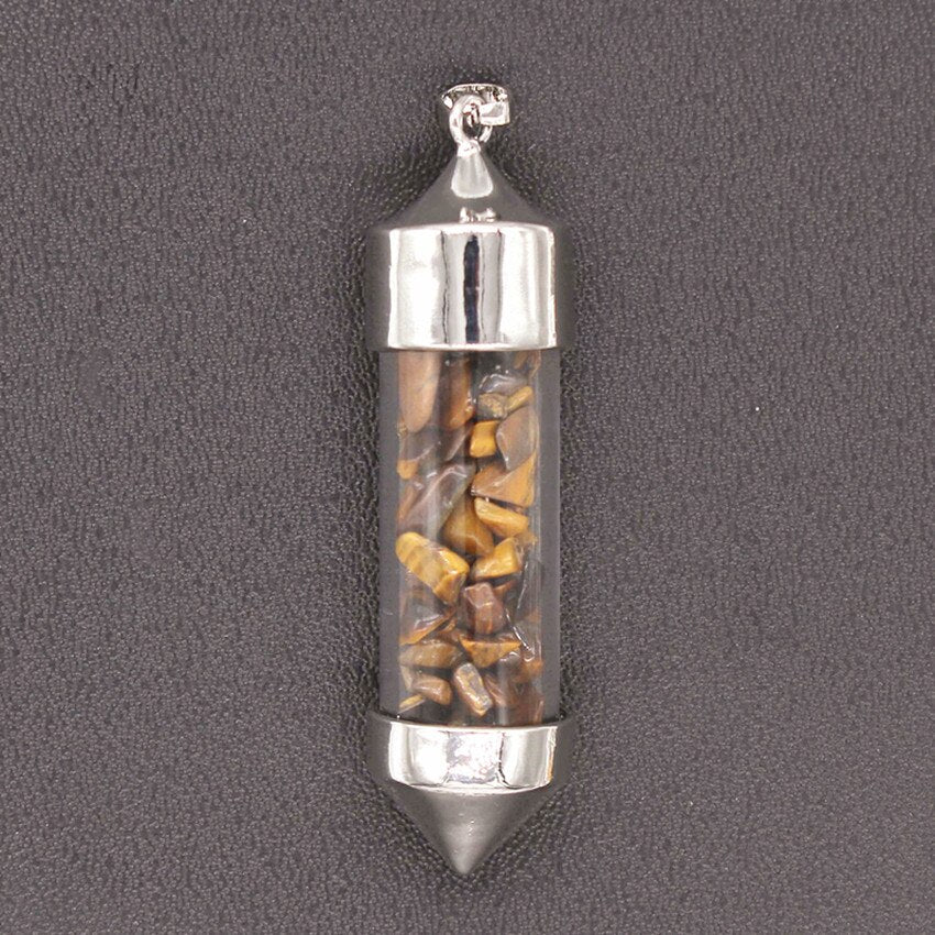 Nudi Point Crystal Bottle Pendant - Tiger's Eye