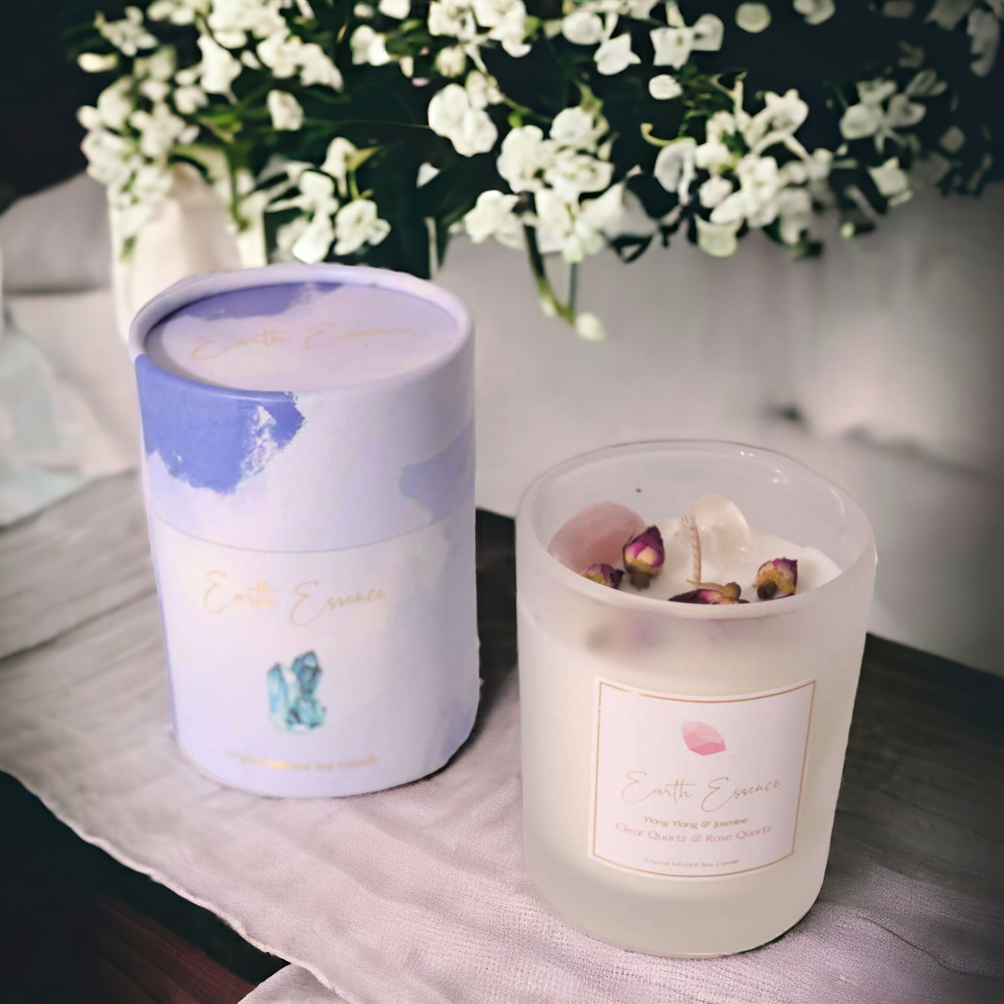 Earth Essence Crystal Soy Wax Candle - Ylang Ylang & Jasmine