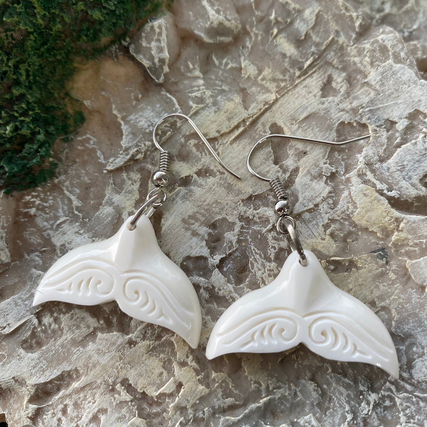 Whale tail bone earrings