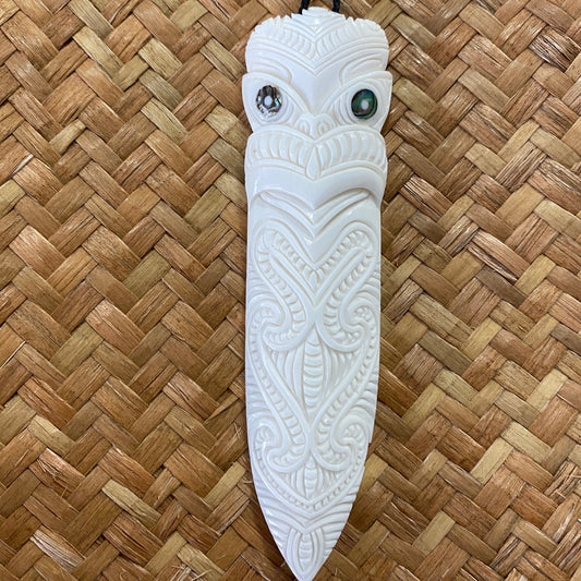 Bone Tiki Taiaha Pendant (BP003)