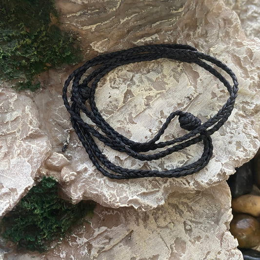 Braided Wax Cord with Sliding Knot Adjustment.