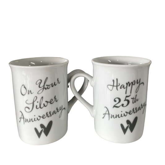 Happy 25th Wedding Anniversary Mug Set