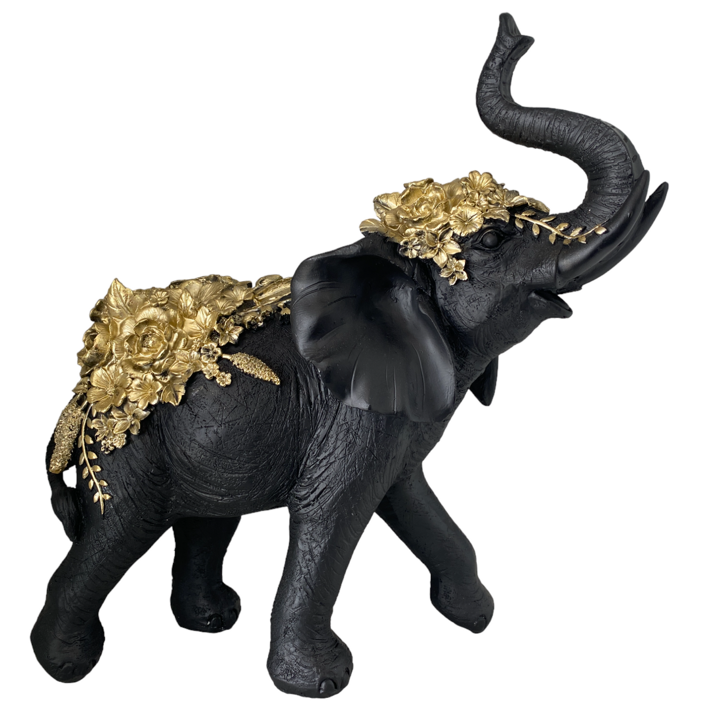Elephant Black with Gold Garlands