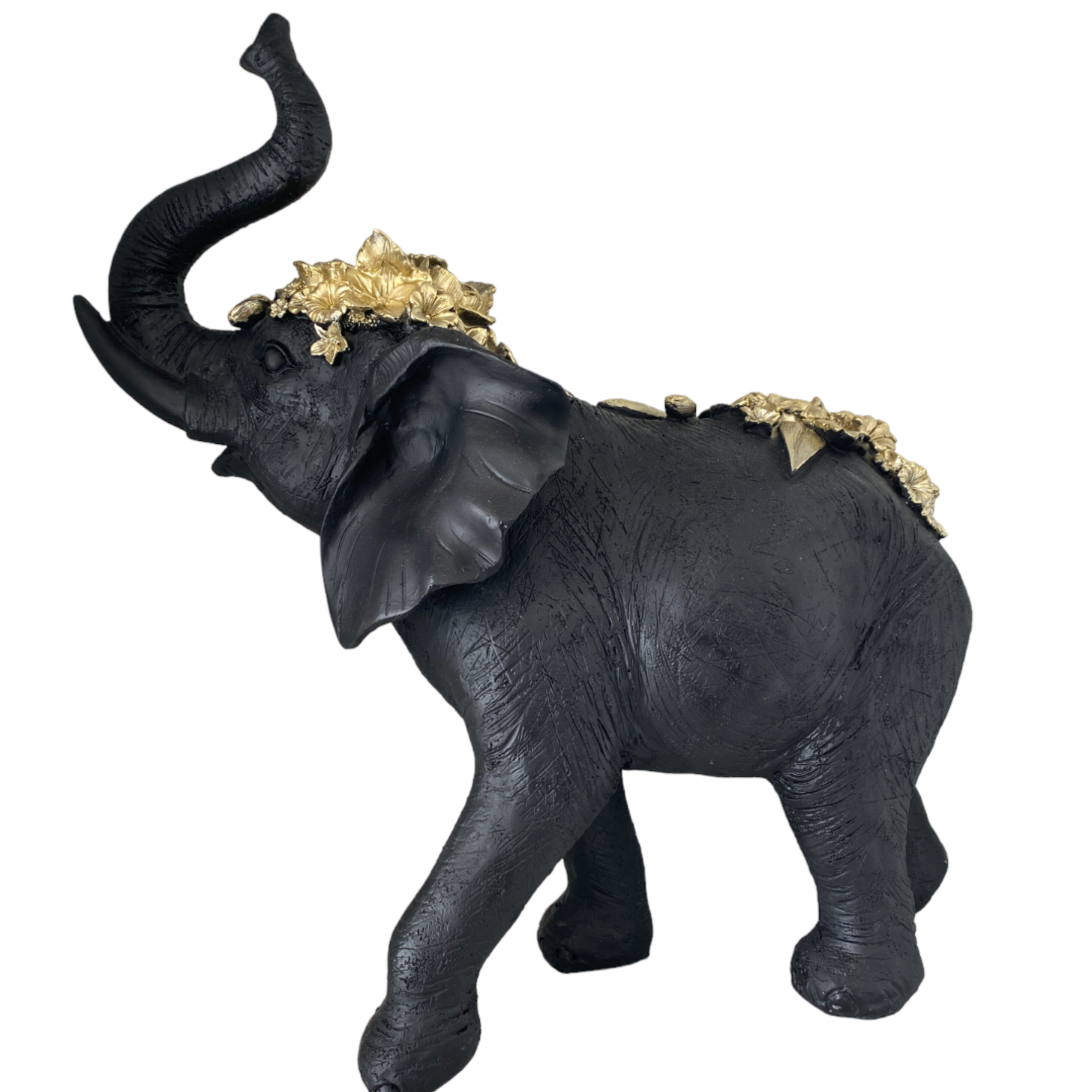 Elephant Black with Gold Garlands