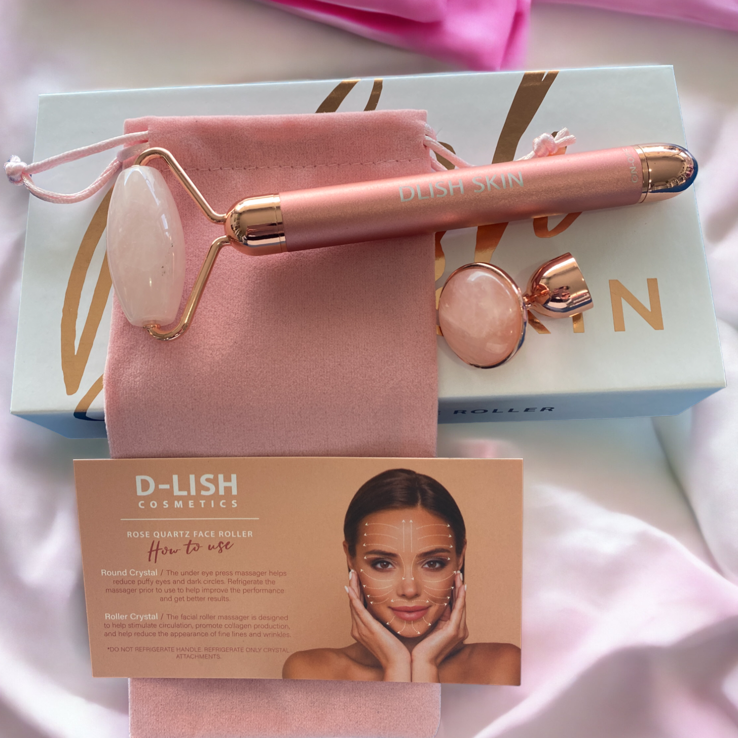 D-Lish Vibrating Rose Quartz Lift & Contour Face Roller