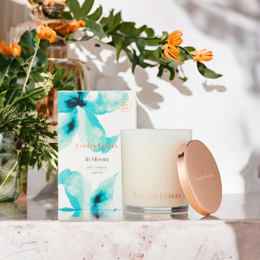 Linden Leaves Aqua Lily Fragranced Soy Wax Candle