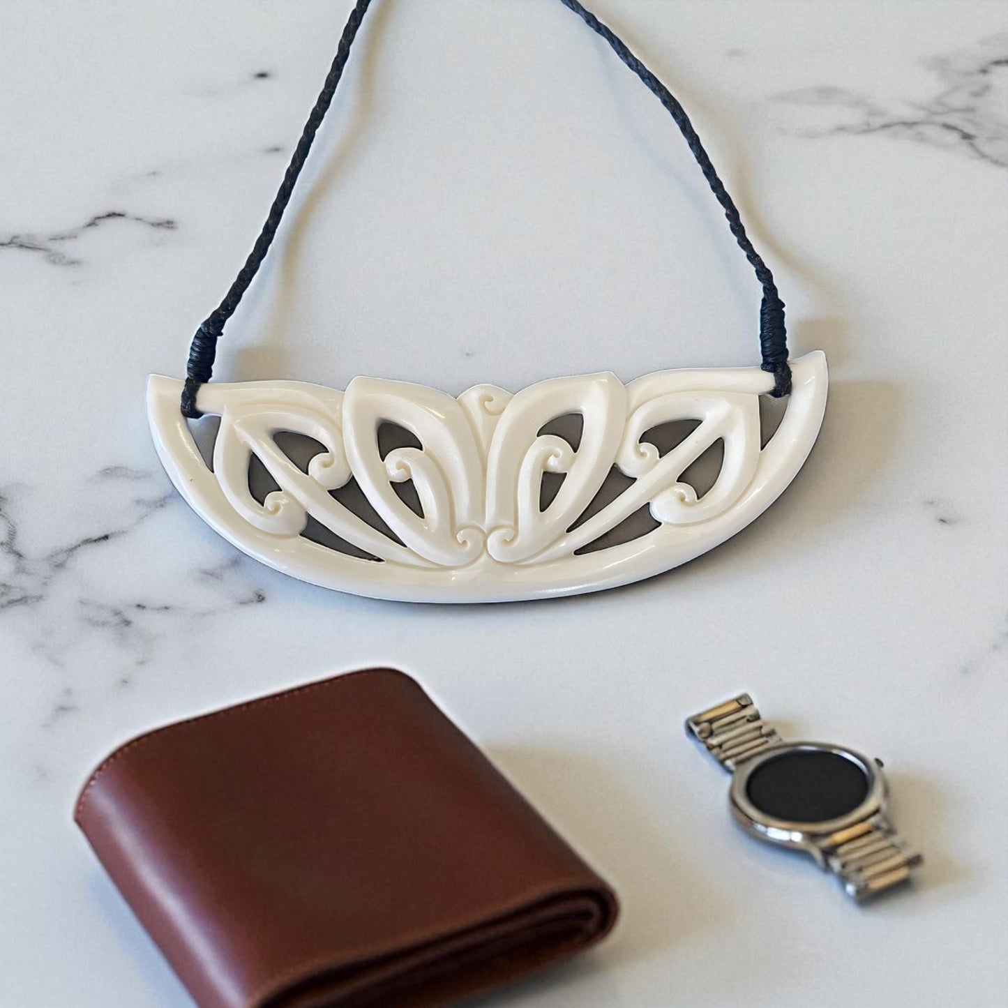 NZ Bone Kowhaiwha Ngatu Kaka Pendant