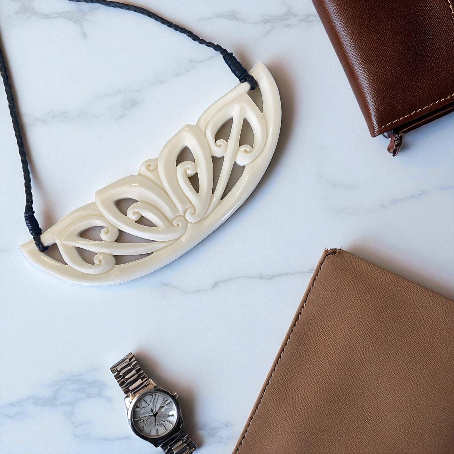 NZ Bone Kowhaiwha Ngatu Kaka Pendant