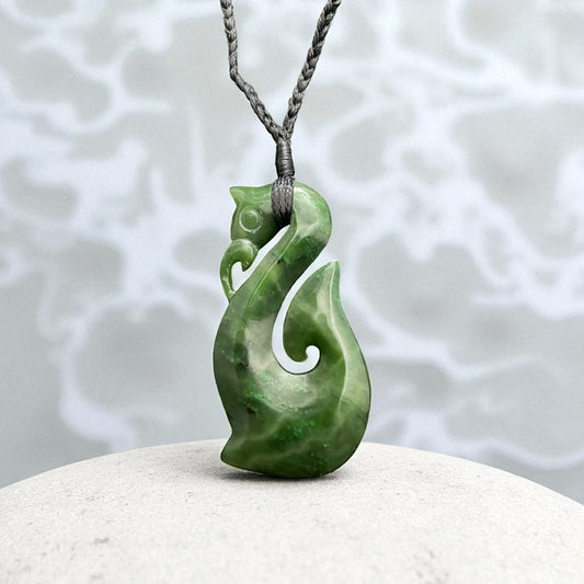 NZ Greenstone (Pounamu) Manaia Hei Matau Pendant
