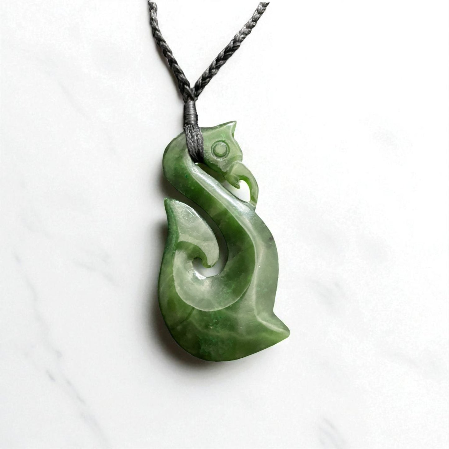 NZ Greenstone (Pounamu) Manaia Hei Matau Pendant