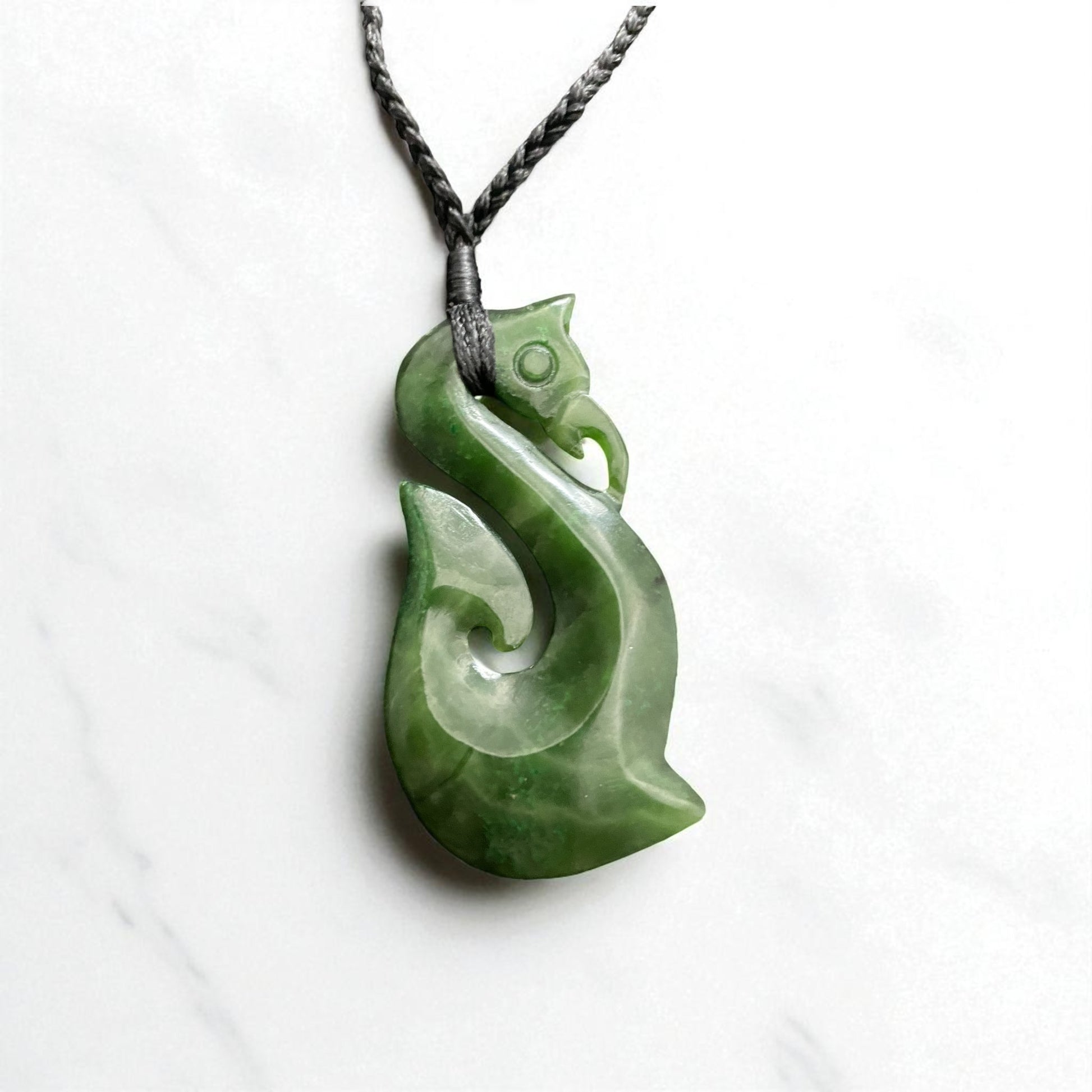 NZ Greenstone (Pounamu) Manaia Hei Matau Pendant