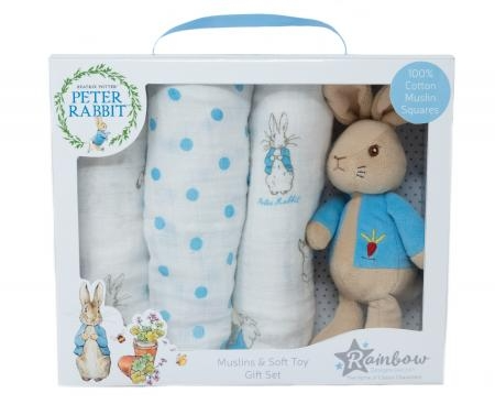 Peter Rabbit Soft Toy and Muslins Gift Set