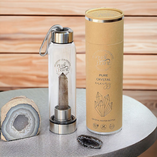 Nudi Point Crystal Elixir Water Bottle - Smoky Quartz (Stainless Steel)
